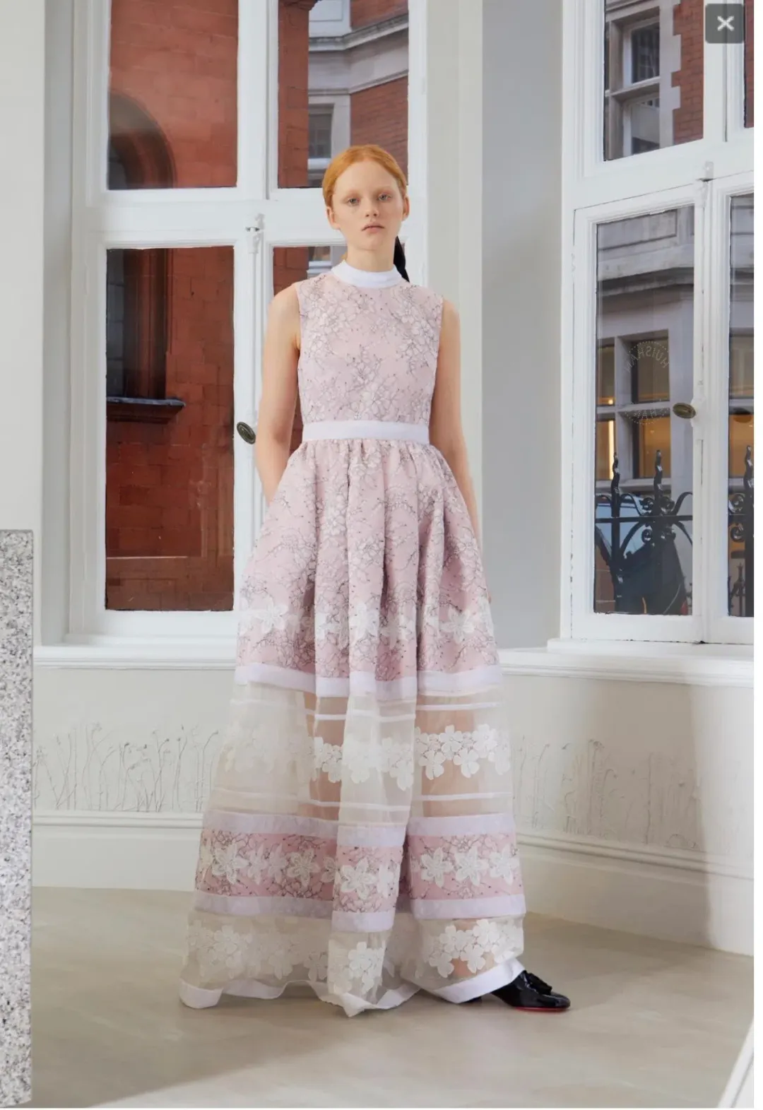 Huishan Zhang Beau Lace Panel Dress - size 10 for rent on The Volte - main image