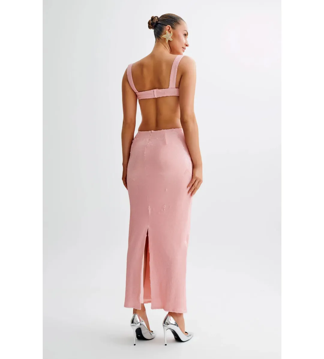 Meshki Adoria Maxi Dress Pale Pink Size 6 for rent on The Volte - main image