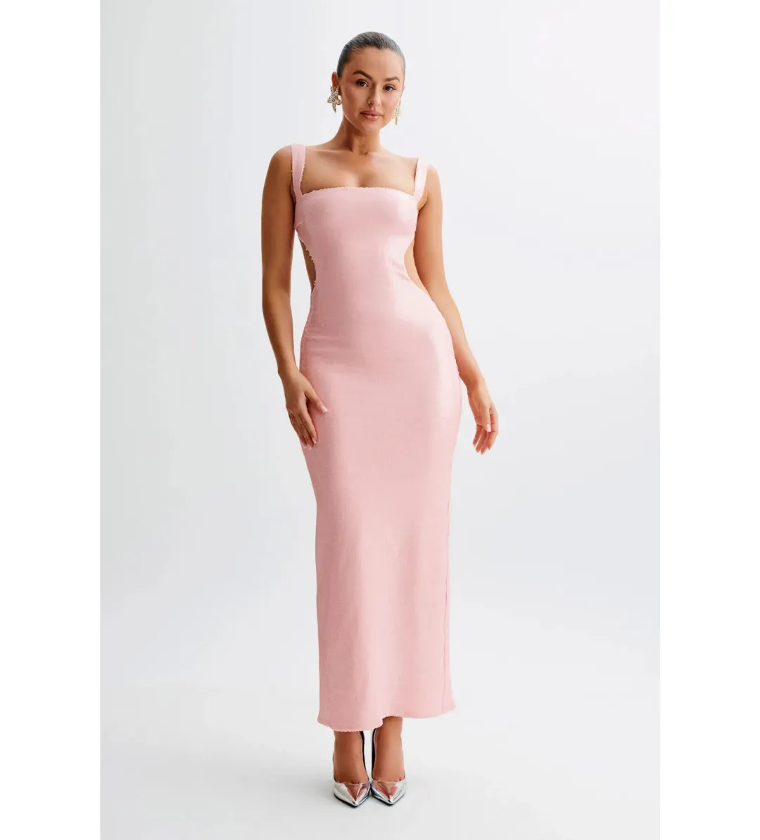 Meshki Adoria Maxi Dress Pale Pink Size 6 for rent on The Volte - main image