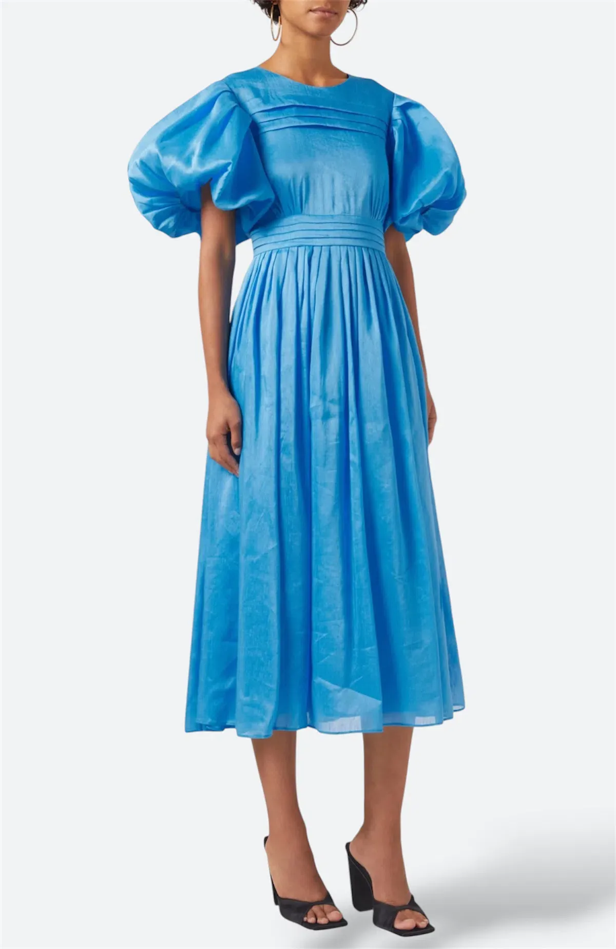Aje Sylvia Pintuck Midi Dress Azure Blue Size AU 10 / M - Image 2