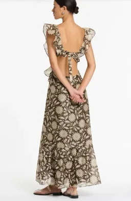 Sir The Label Xanita Frill Midi Dress Brown Floral Size AU 10 / 2 for rent on The Volte - image 2