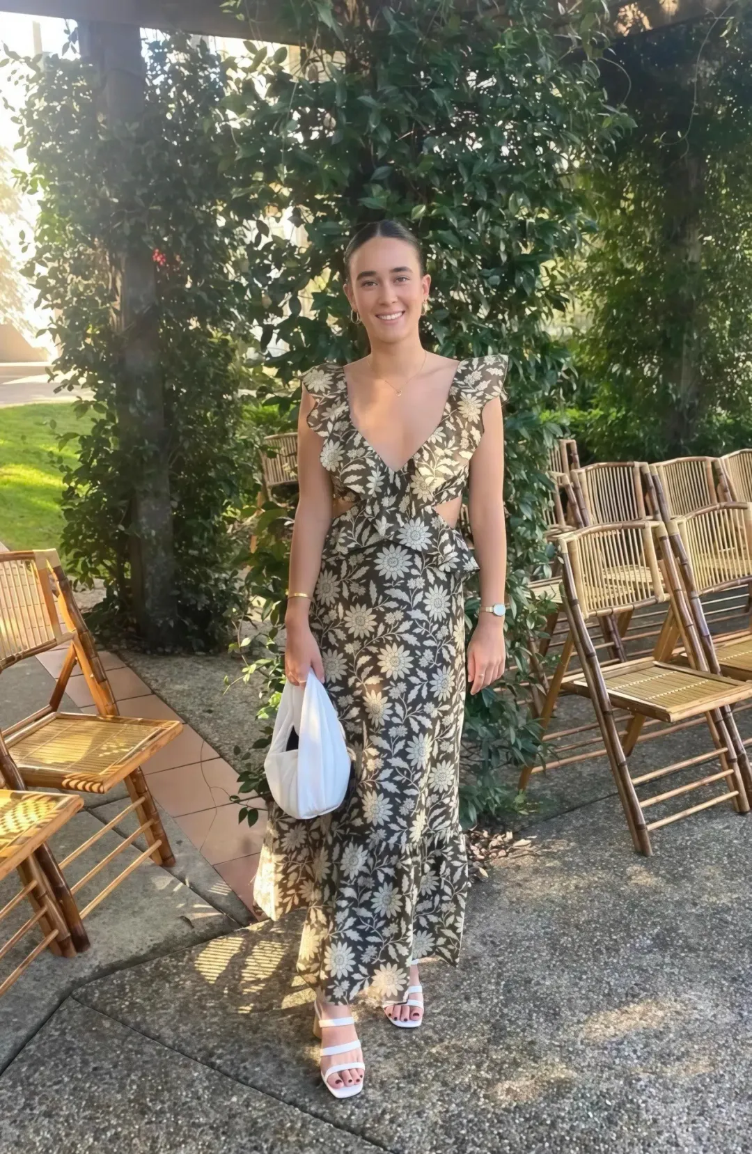 Sir The Label Xanita Frill Midi Dress Brown Floral Size AU 10 / 2 for rent on The Volte - main image