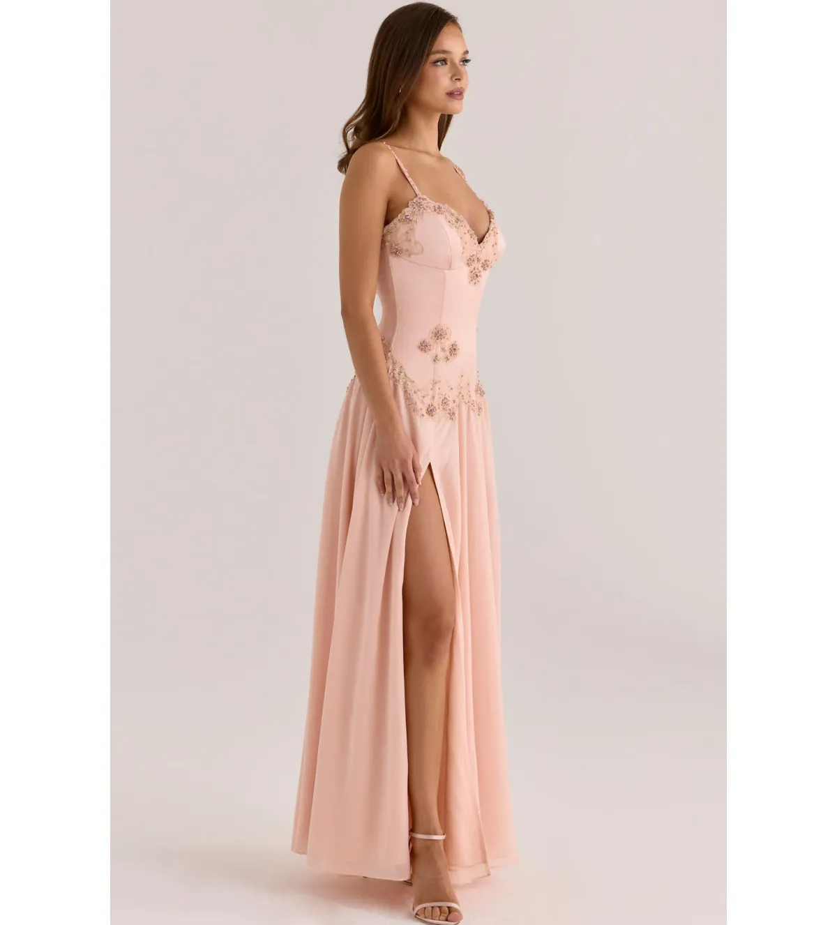 House of CB Saloma Blush Embellished Maxi Dress Size XS - Image 3