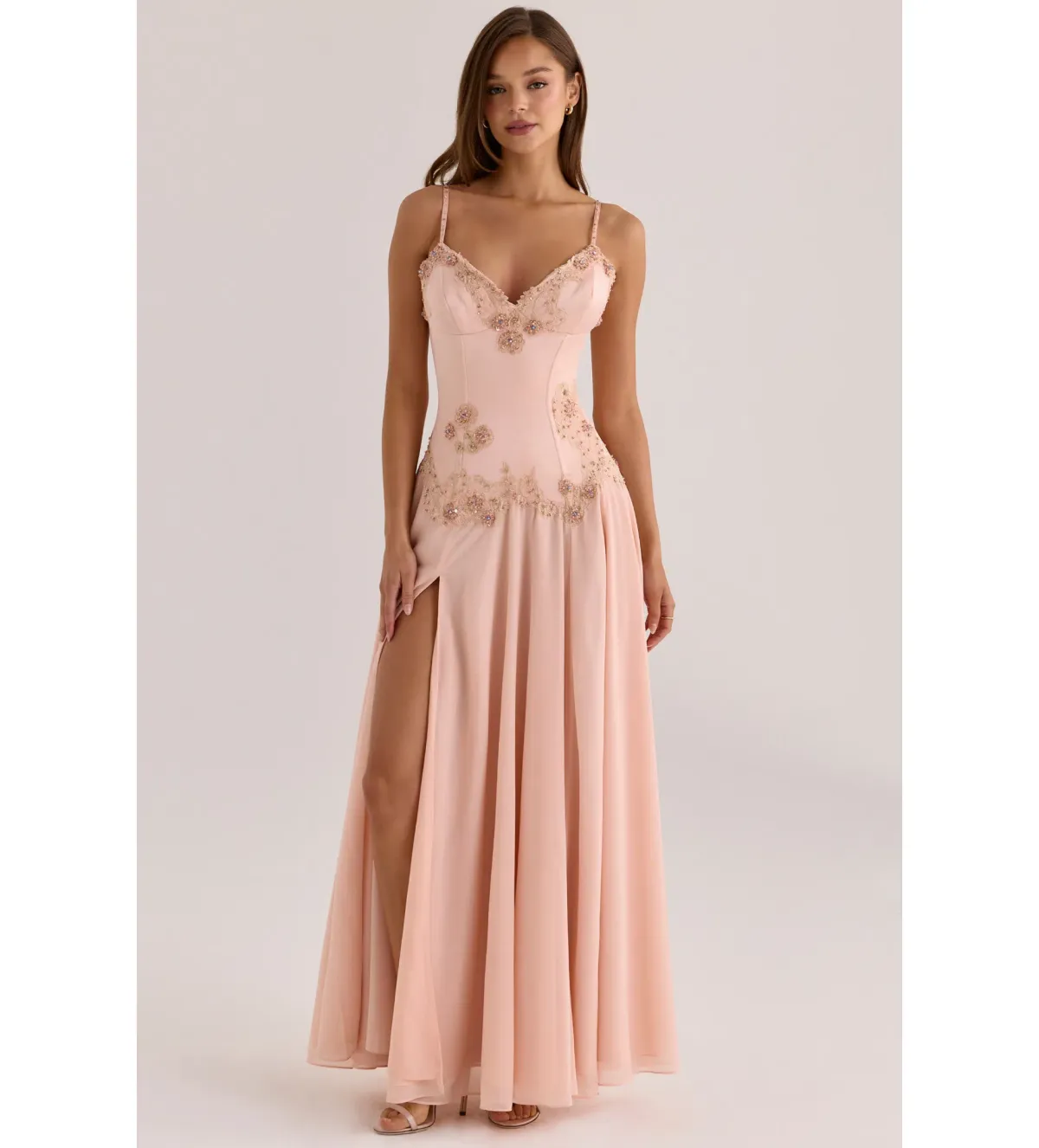 House of CB Saloma Blush Embellished Maxi Dress Size XS - Image 1