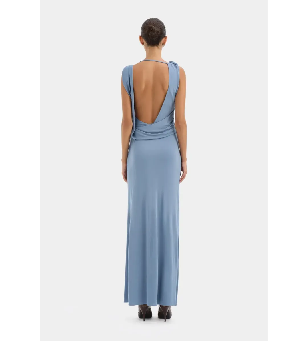 Sir the Label Olenna Twist Low Back Maxi Gown Dusty Blue Size AU 8 for rent on The Volte - main image