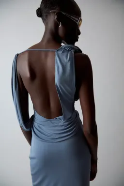 Sir the Label Olenna Twist Low Back Maxi Gown Dusty Blue Size AU 8 for rent on The Volte - image 5