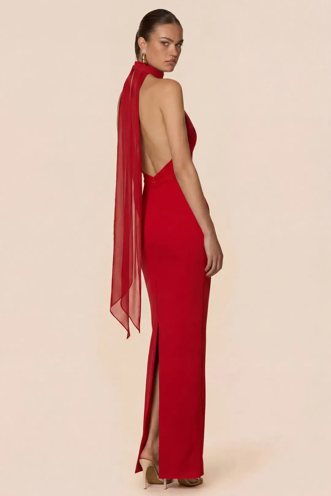 Nookie Martini Halter Maxi Gown in Red Size L / AU 12 for rent on The Volte - main image