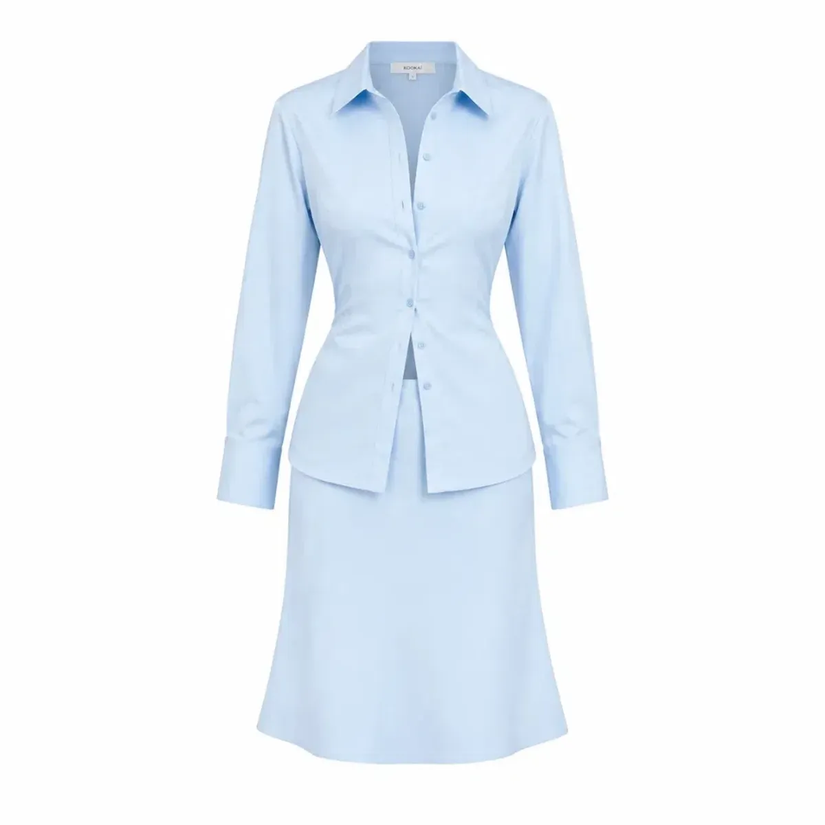 Kookai Palermo Cinch Shirt Size S & Palermo Core Midi Skirt in Cool Blue Size M - Image 3