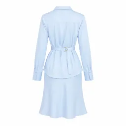 Kookai Palermo Cinch Shirt Size S & Palermo Core Midi Skirt in Cool Blue Size M for rent on The Volte - image 2