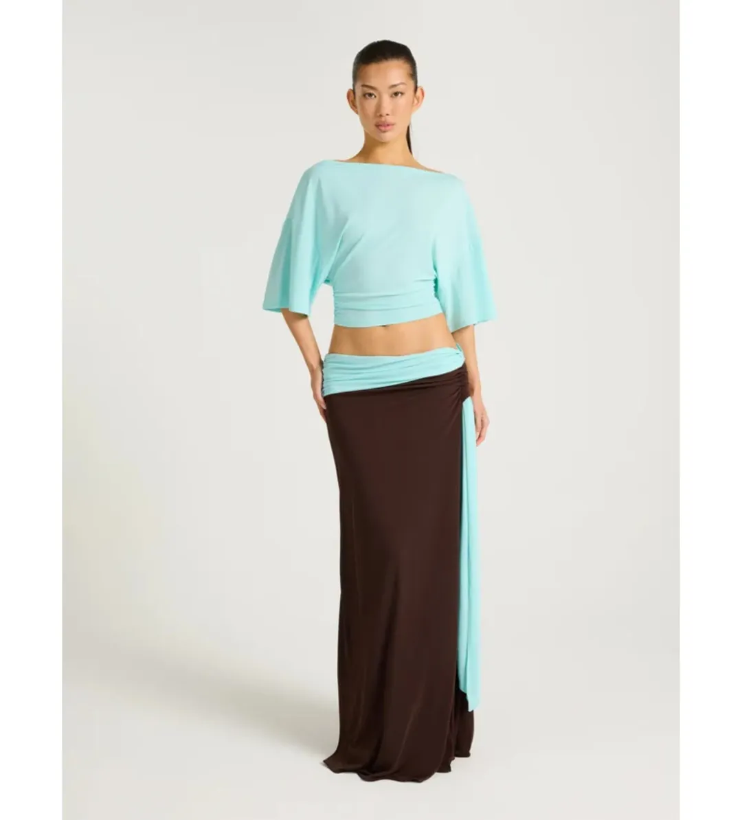 BENNI Arlo Maxi Set Choc Turquoise Size S / AU 8 for rent on The Volte - main image