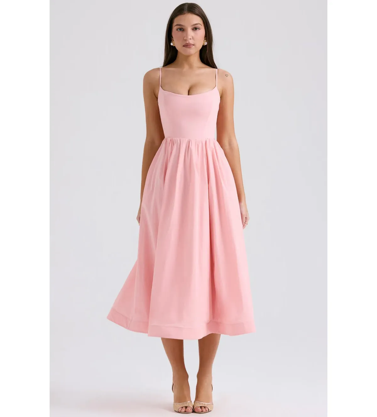 House of CB Lolita Cotton Corset Midi Sundress Rose Pink Size XS - Image 2