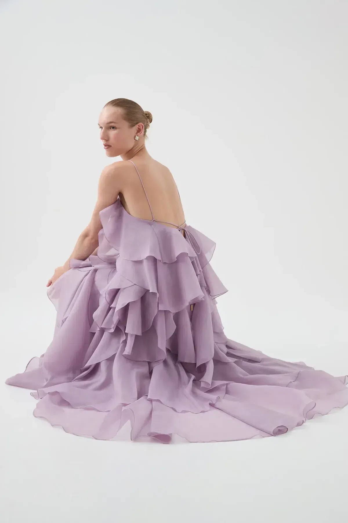 💜 Aje Pandorea Layered Maxi Dress in Lilac Purple Size 14 Formal Gown💜 - Image 8