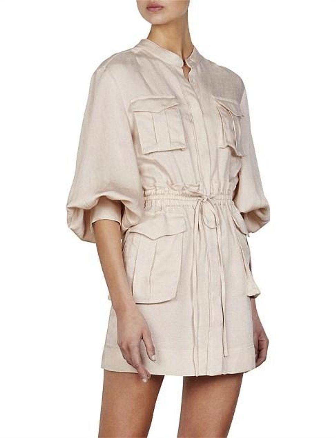 Shona Joy Ellington Balloon Sleeve Mini Dress Ecru Size 8 for rent on The Volte - main image