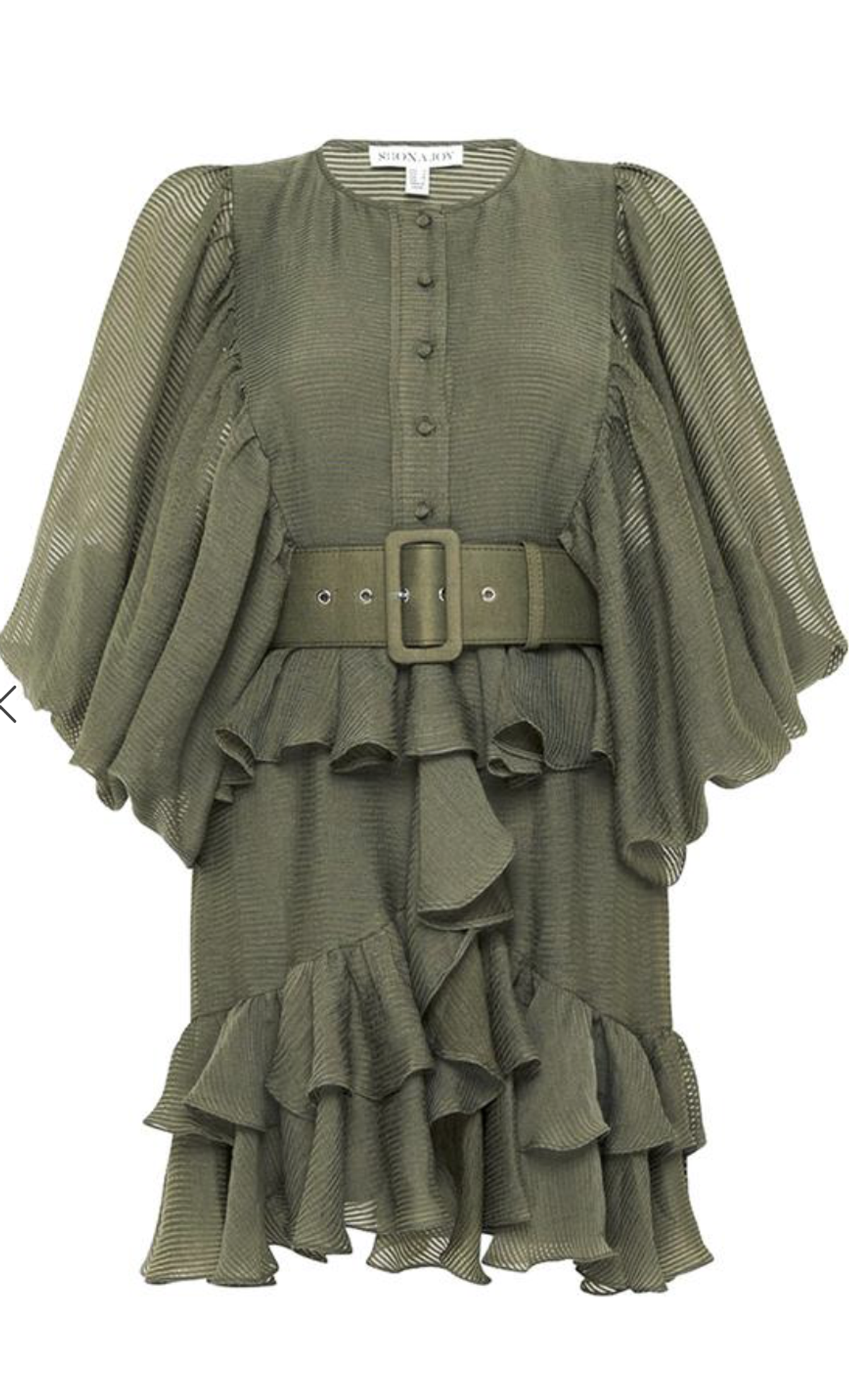 Shona Joy Charlotte Plunged Draped Mini Dress Khaki Size 8 - Image 7