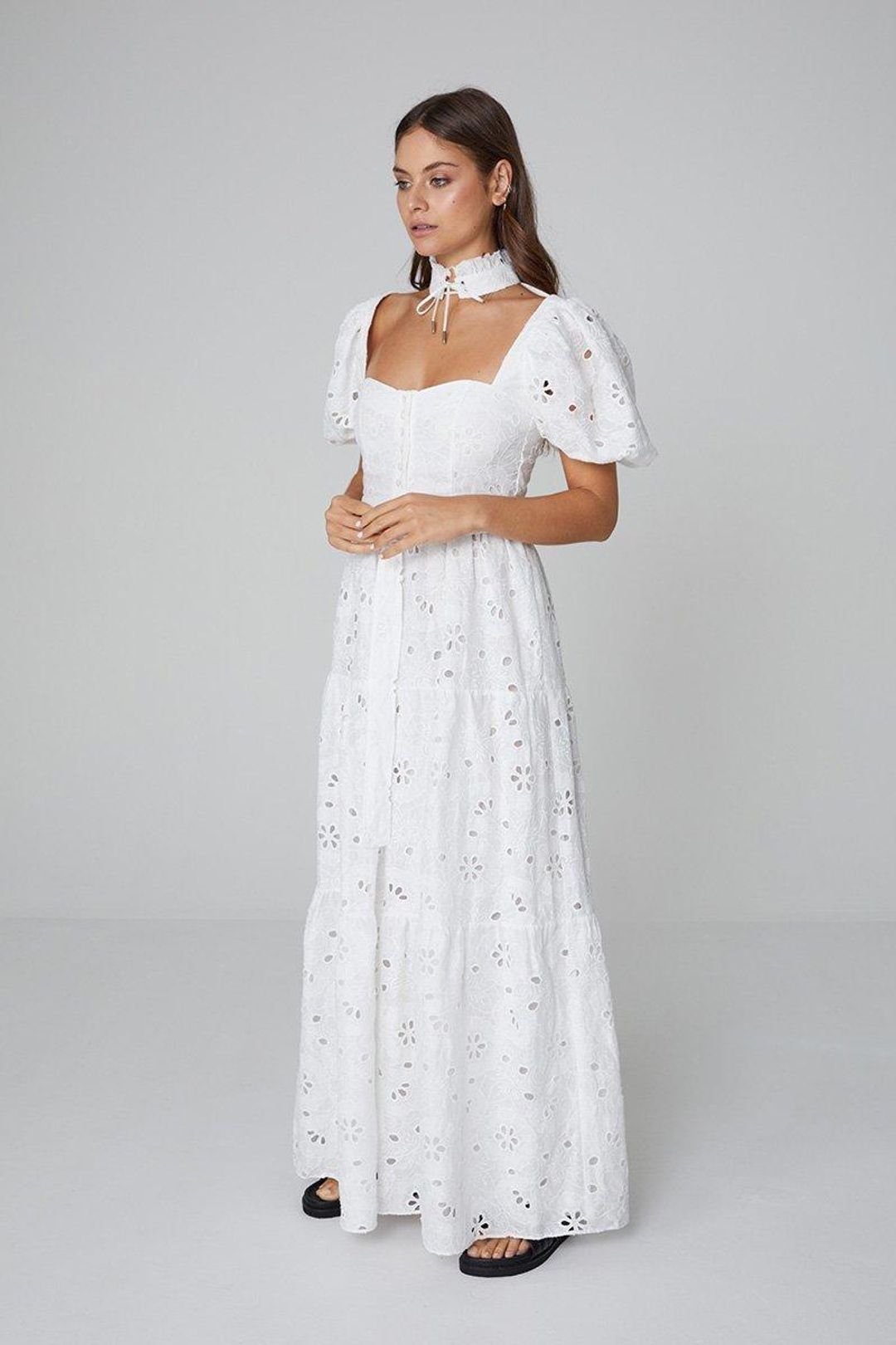 ASILIO PUFF SLEEVE BRODERIE DRESS - SIZE 6 for rent on The Volte - main image