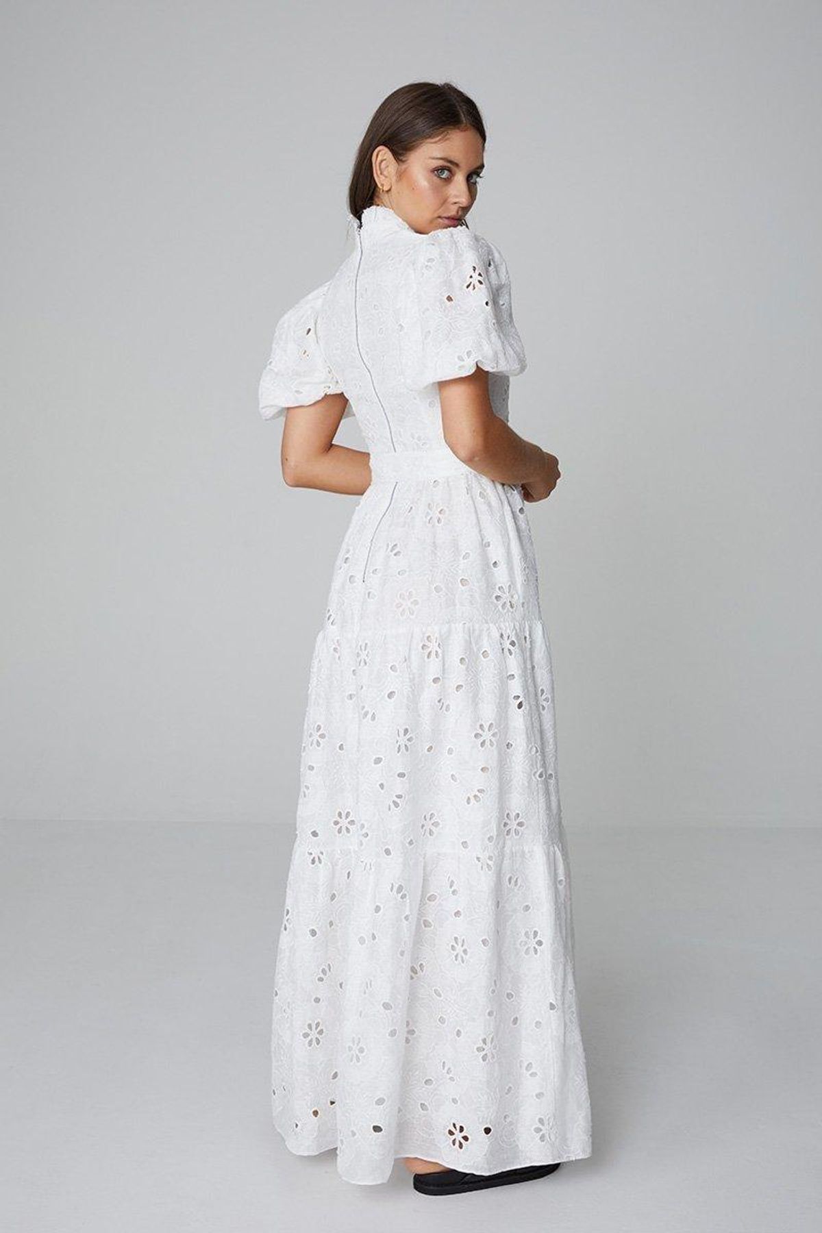 ASILIO PUFF SLEEVE BRODERIE DRESS - SIZE 6 - Image 1