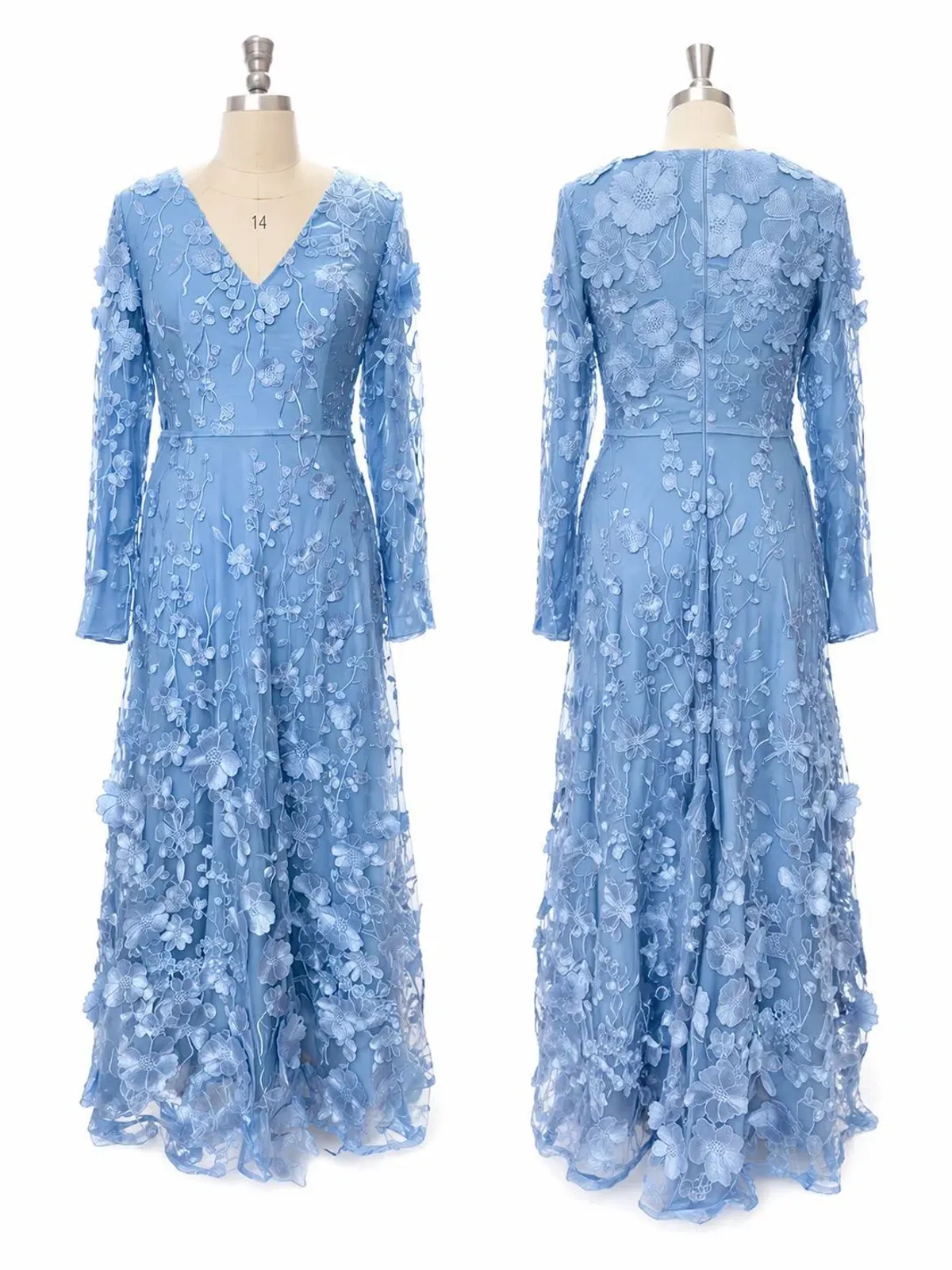 Rosanne Sky Blue Floral 3D Maxi Dress- Custom - Image 4