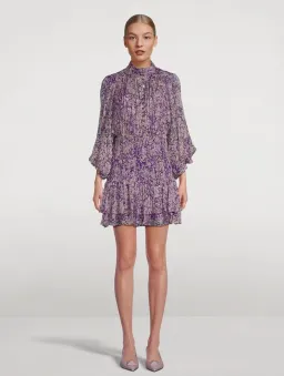 Shona Joy Aurier Button Up Ruched Mini Purple Size 12 for rent on The Volte - image 1