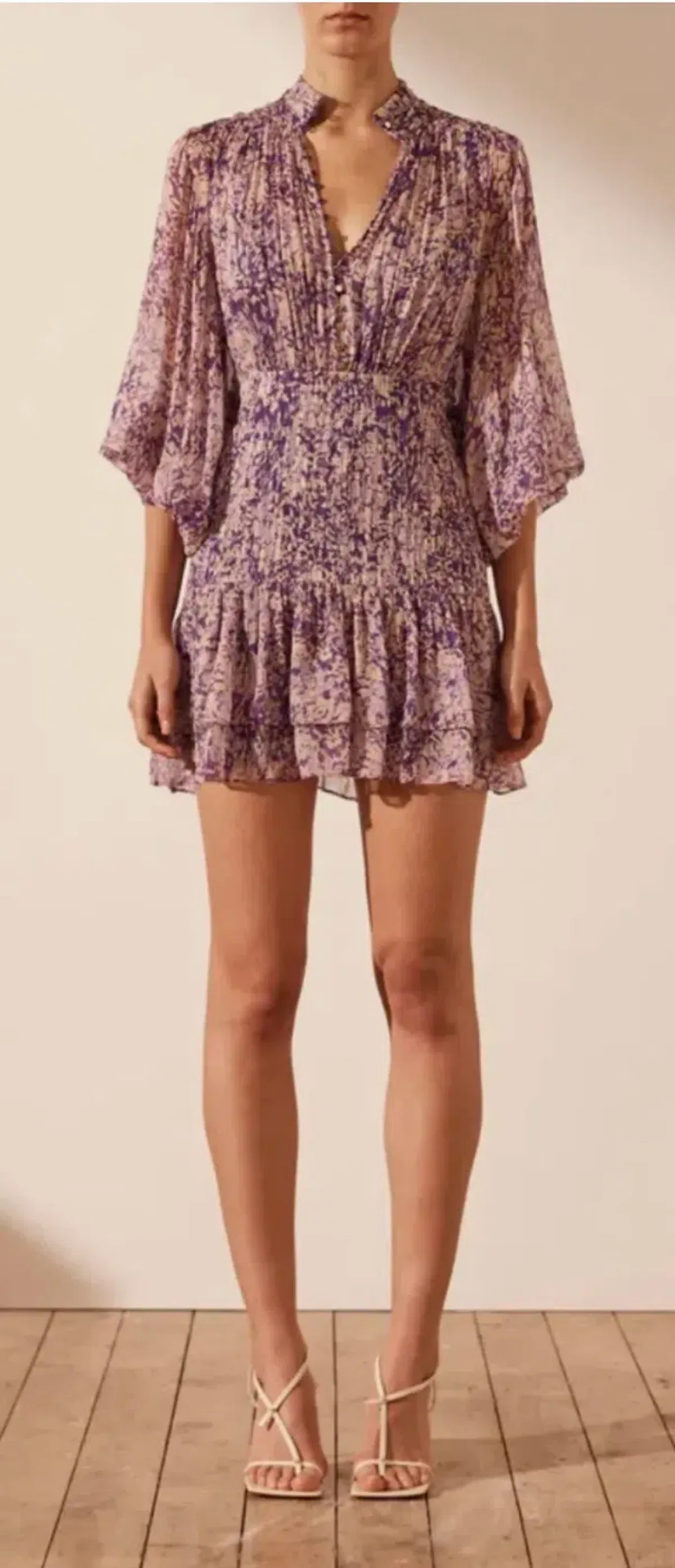 Shona Joy Aurier Button Up Ruched Mini Purple Size 12 - Image 2
