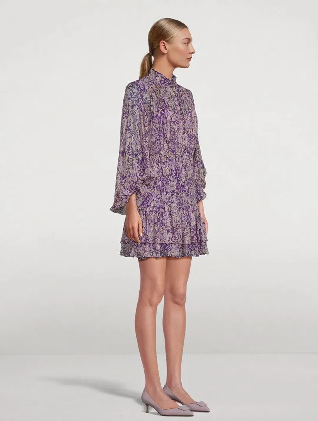 Shona Joy Aurier Button Up Ruched Mini Purple Size 12 for rent on The Volte - main image