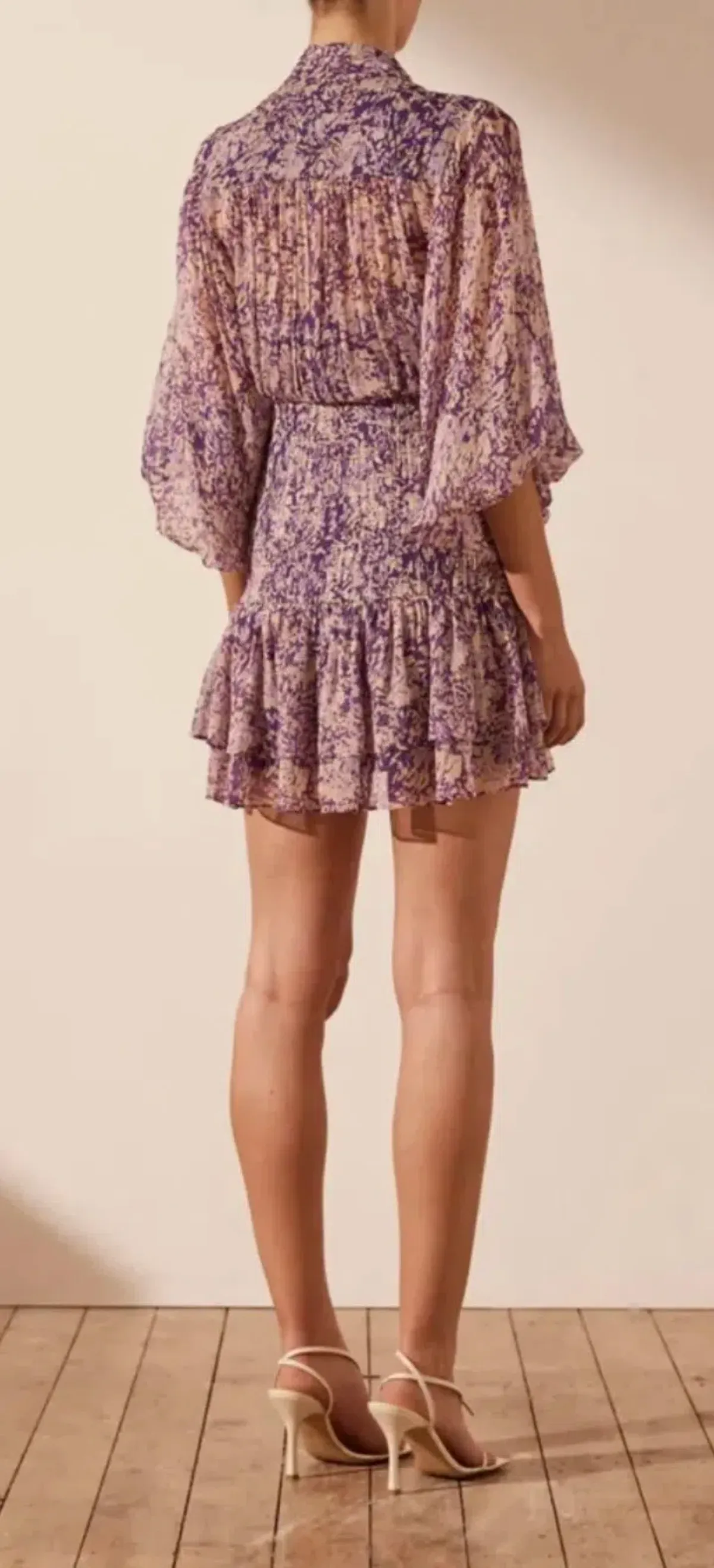 Shona Joy Aurier Button Up Ruched Mini Purple Size 12 - Image 4