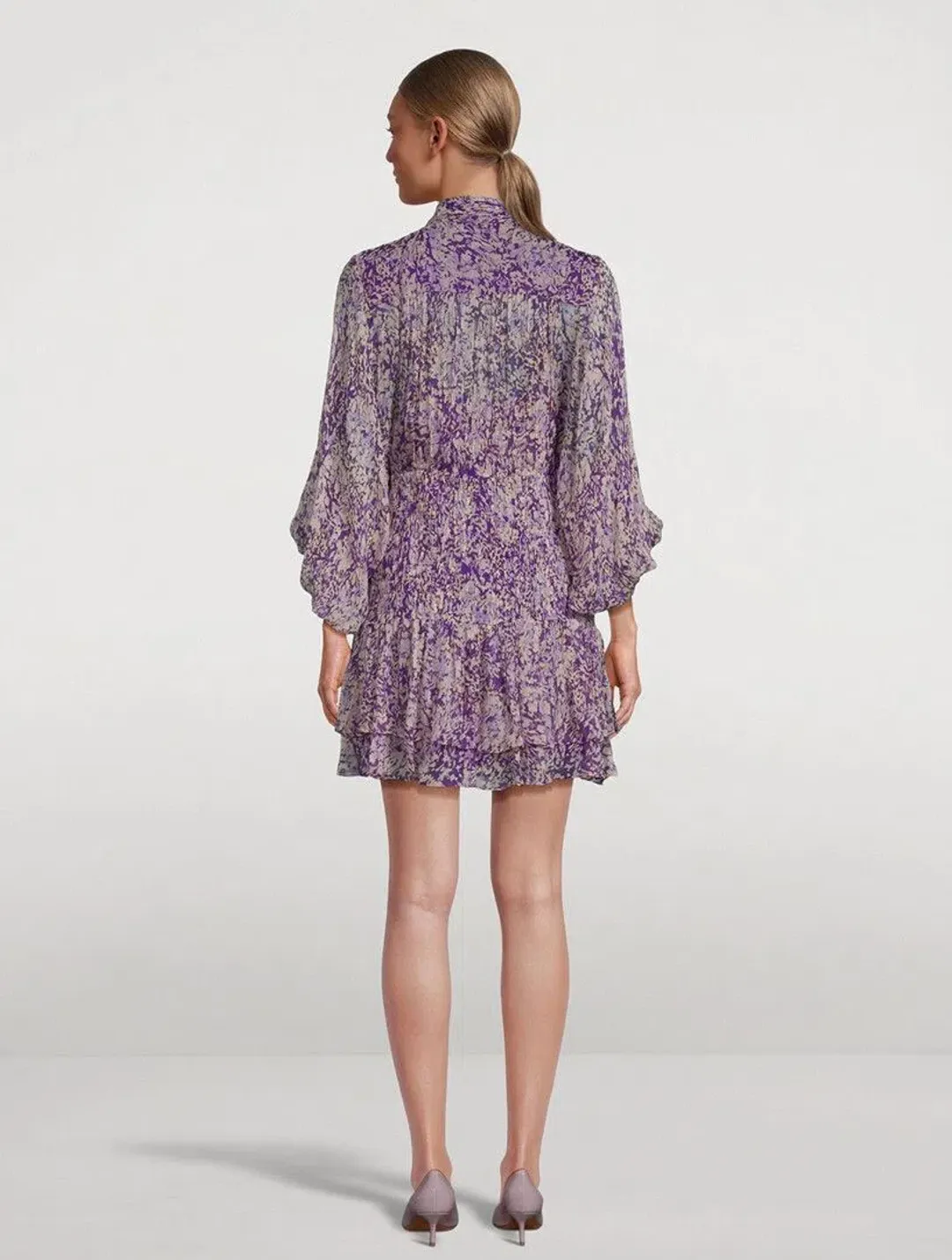 Shona Joy Aurier Button Up Ruched Mini Purple Size 12 for rent on The Volte - main image