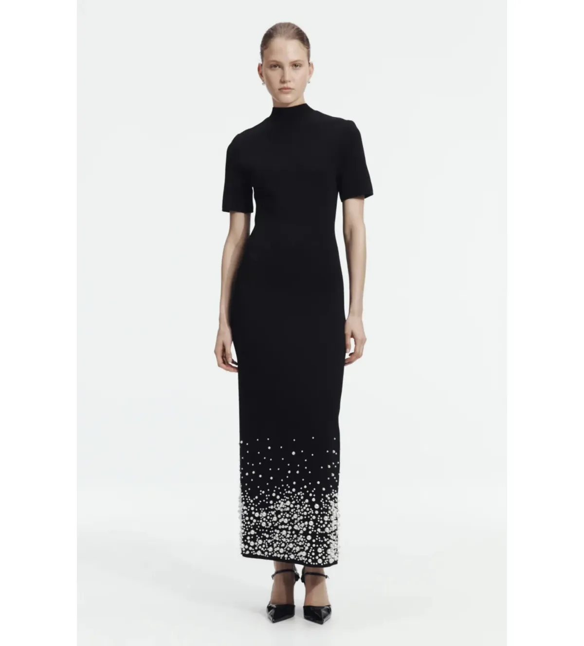 Aje Marlene Pearl Knit Midi Dress Black Size 8 - Image 1