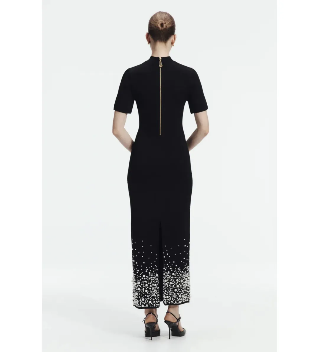Aje Marlene Pearl Knit Midi Dress Black Size 8 for rent on The Volte - main image