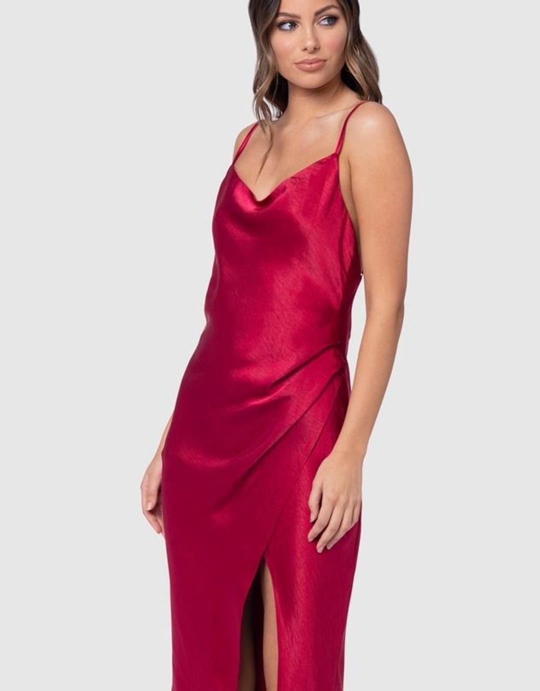 PILGRIM AURORA SATIN DRESS (CERISE) - SIZE 6 for rent on The Volte - main image