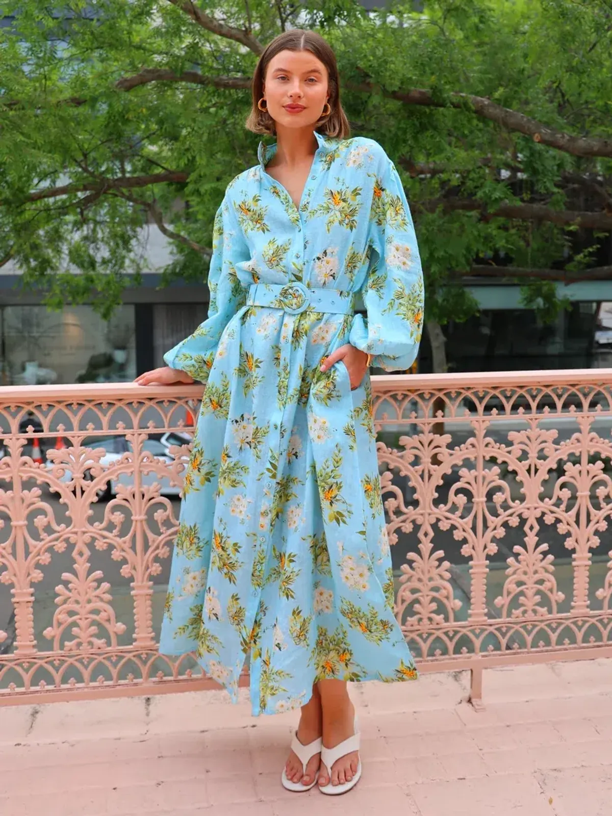 Palm Noosa Noddy Maxi Wild Berry Blue Hibiscus Size 8 - Image 1