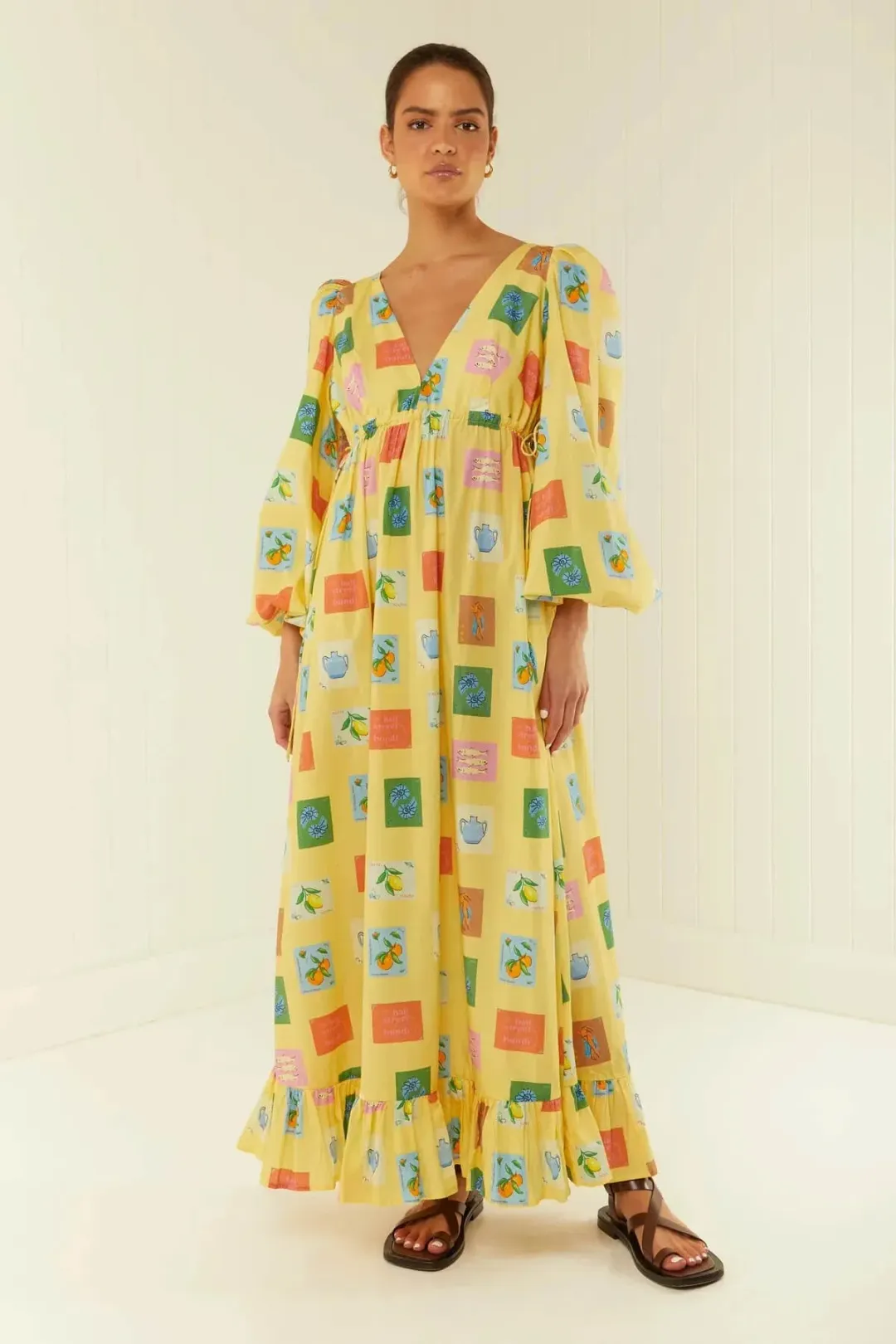 Palm Noosa Coolidge Yellow Emblem Maxi Size 8 for rent on The Volte - main image