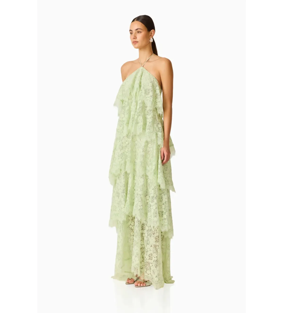 Elliatt Evelin Lace Maxi Gown Sage Green Size M / AU 10 - Image 3