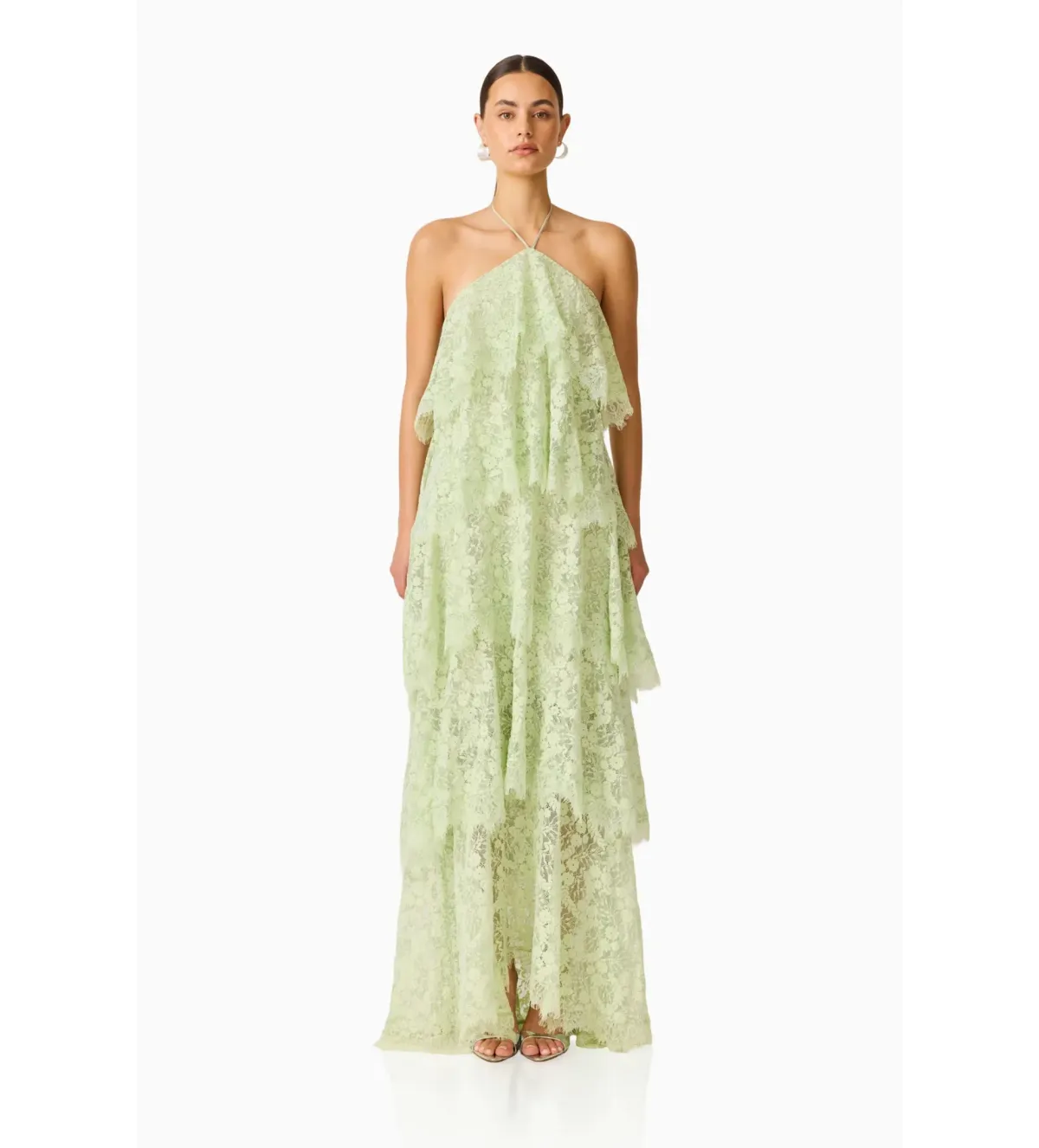 Elliatt Evelin Lace Maxi Gown Sage Green Size M / AU 10 - Image 1