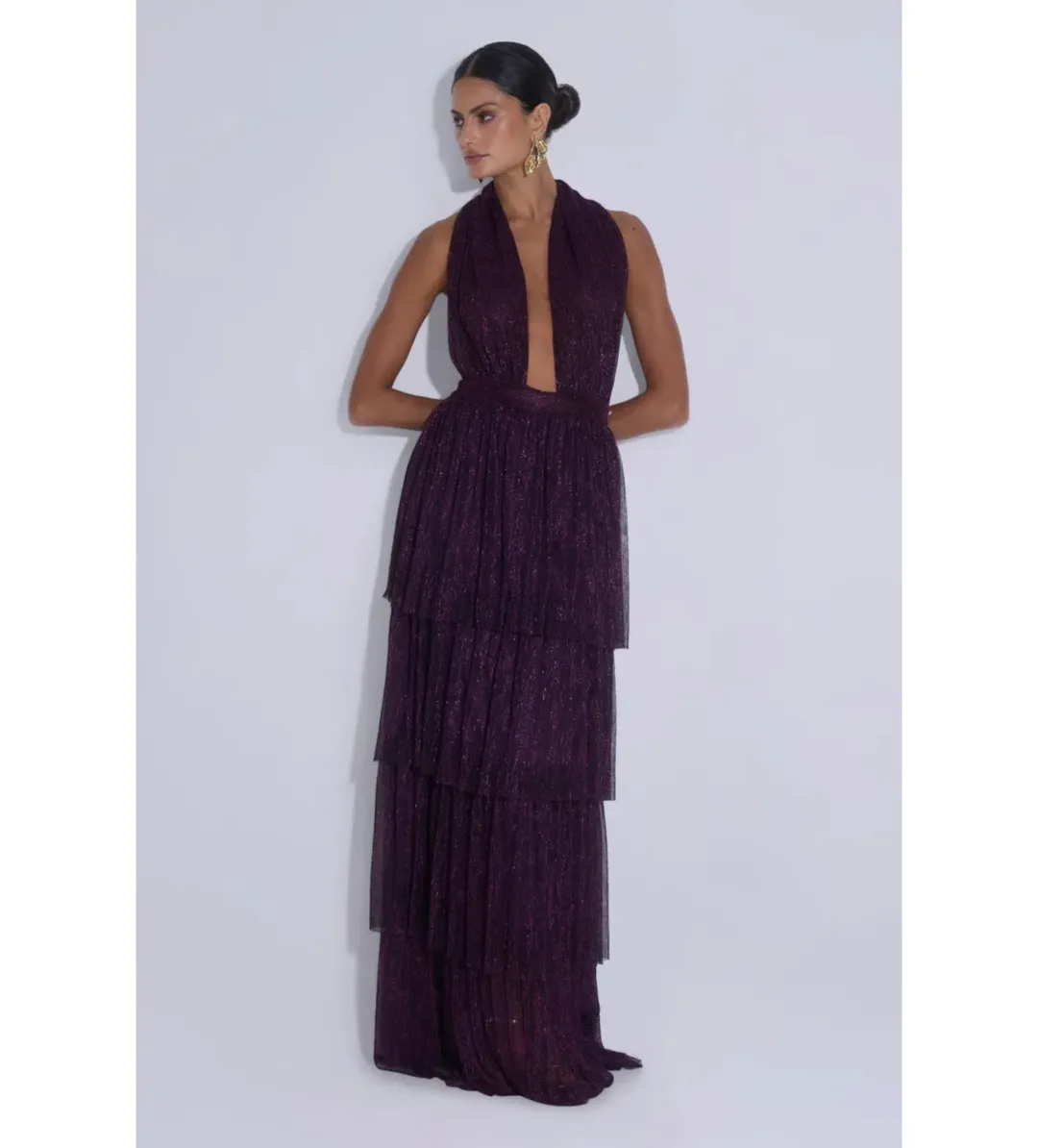 L'Idee Nammos Maxi Gown in Plum Moonlight Size 8 for rent on The Volte - main image