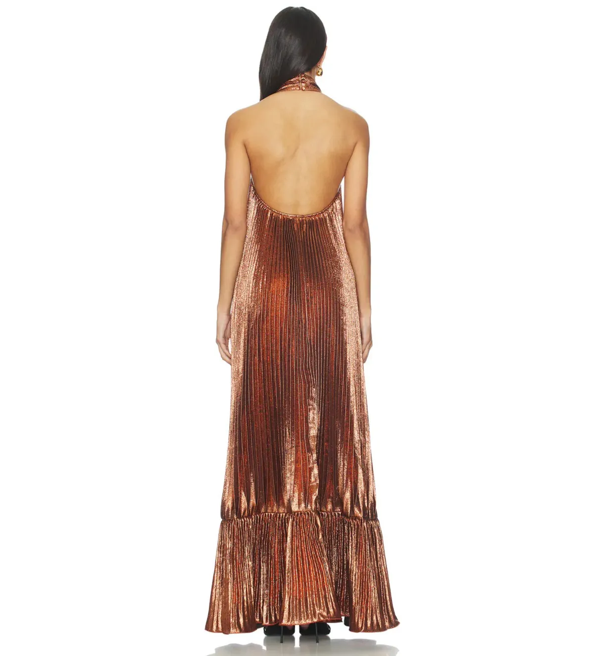 L'Idee Libertie Maxi Gown in Bronze Glitter Size 10 - Image 2