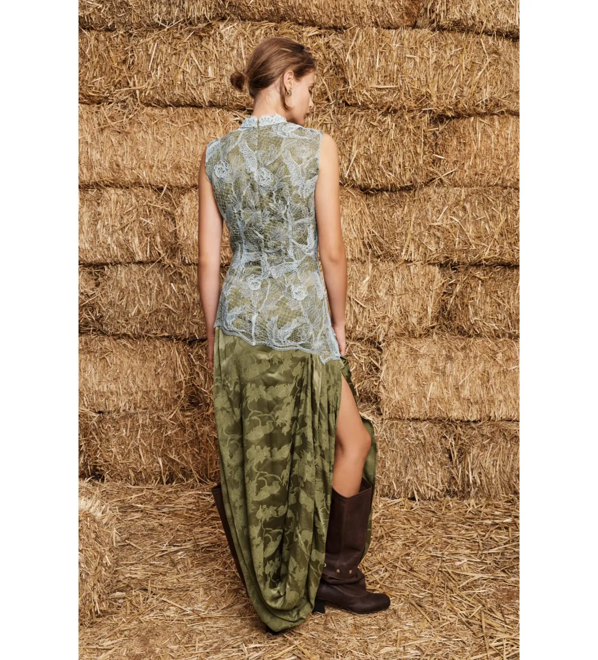 Alemais Winifred Lace Midi Dress Green Size 10 - Image 2