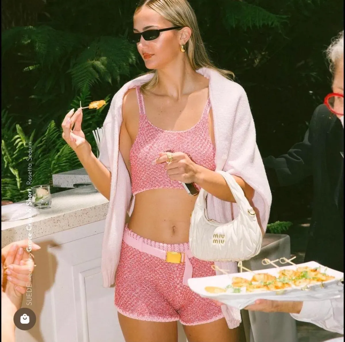 Asta resort pink sparkly knit top and short set - Image 1