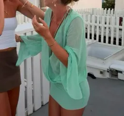 Aqua sheer mini dress (similar to jaded London) for rent on The Volte - image 2