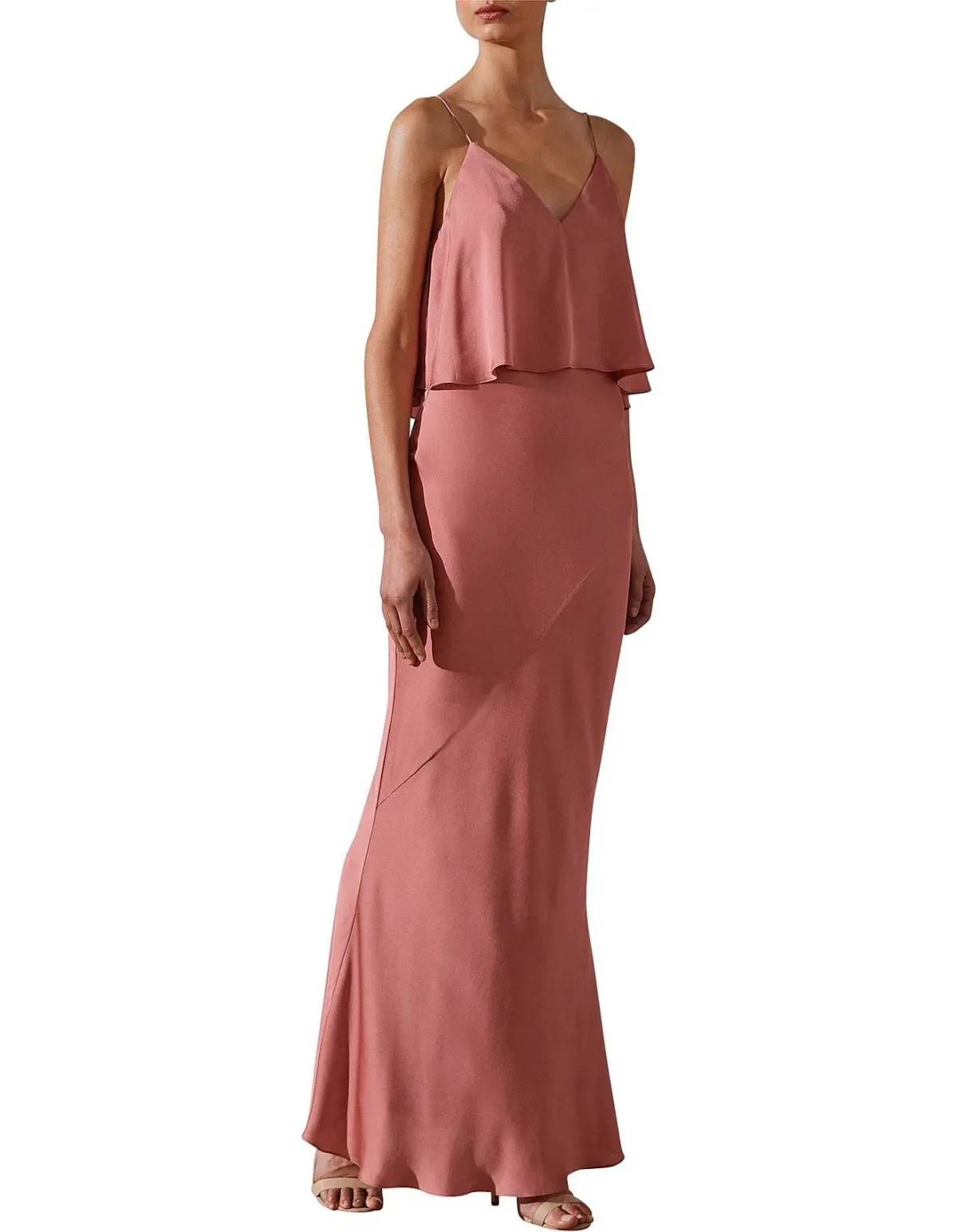 Shona Joy Luxe Bias Frill Slip Dress in Rose Pink Size 8 - Image 2