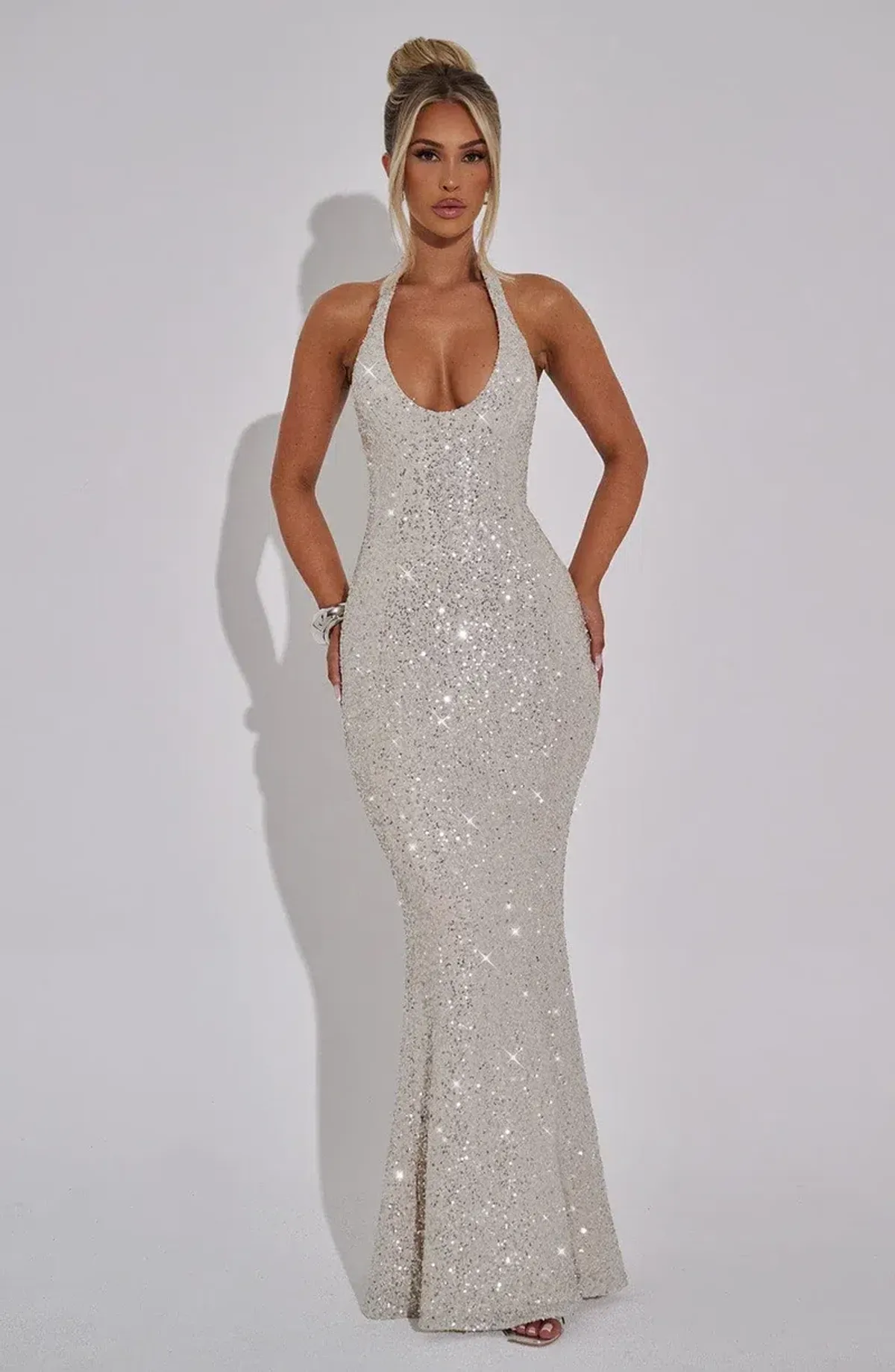 Babyboo Odette Maxi Dress in Champage / Silver - Image 2