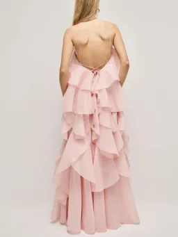 Aje Pandorea Layered Maxi Dress in Pastel Pink Size AU 16 for rent on The Volte - image 5