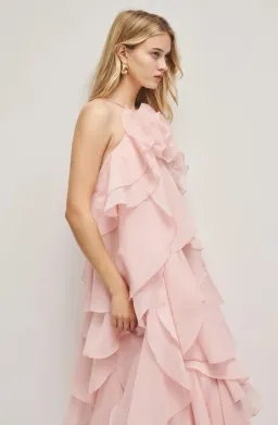 Aje Pandorea Layered Maxi Dress in Pastel Pink Size AU 16 for rent on The Volte - image 7