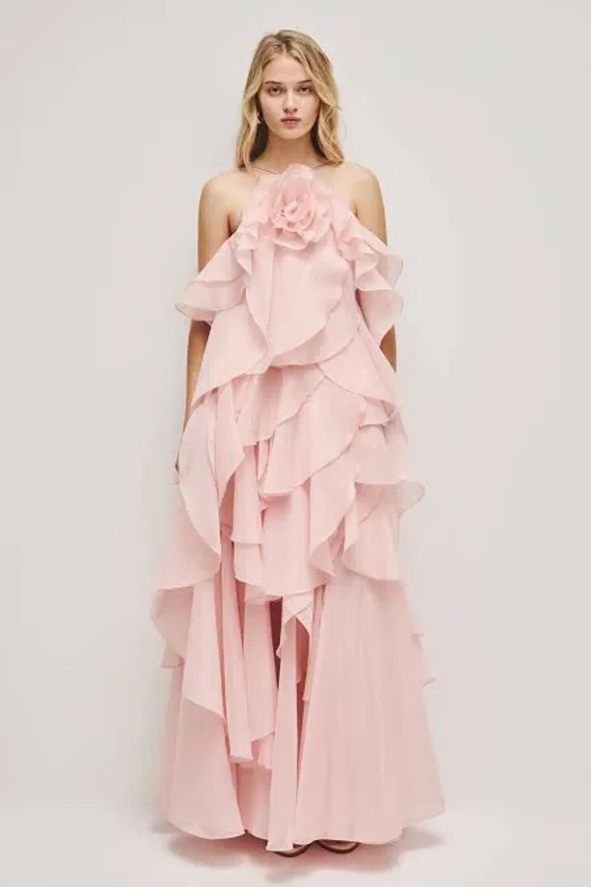 Aje Pandorea Layered Maxi Dress in Pastel Pink Size AU 16 - Image 4