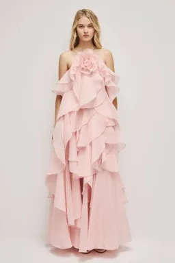 Aje Pandorea Layered Maxi Dress in Pastel Pink Size AU 16 for rent on The Volte - image 4