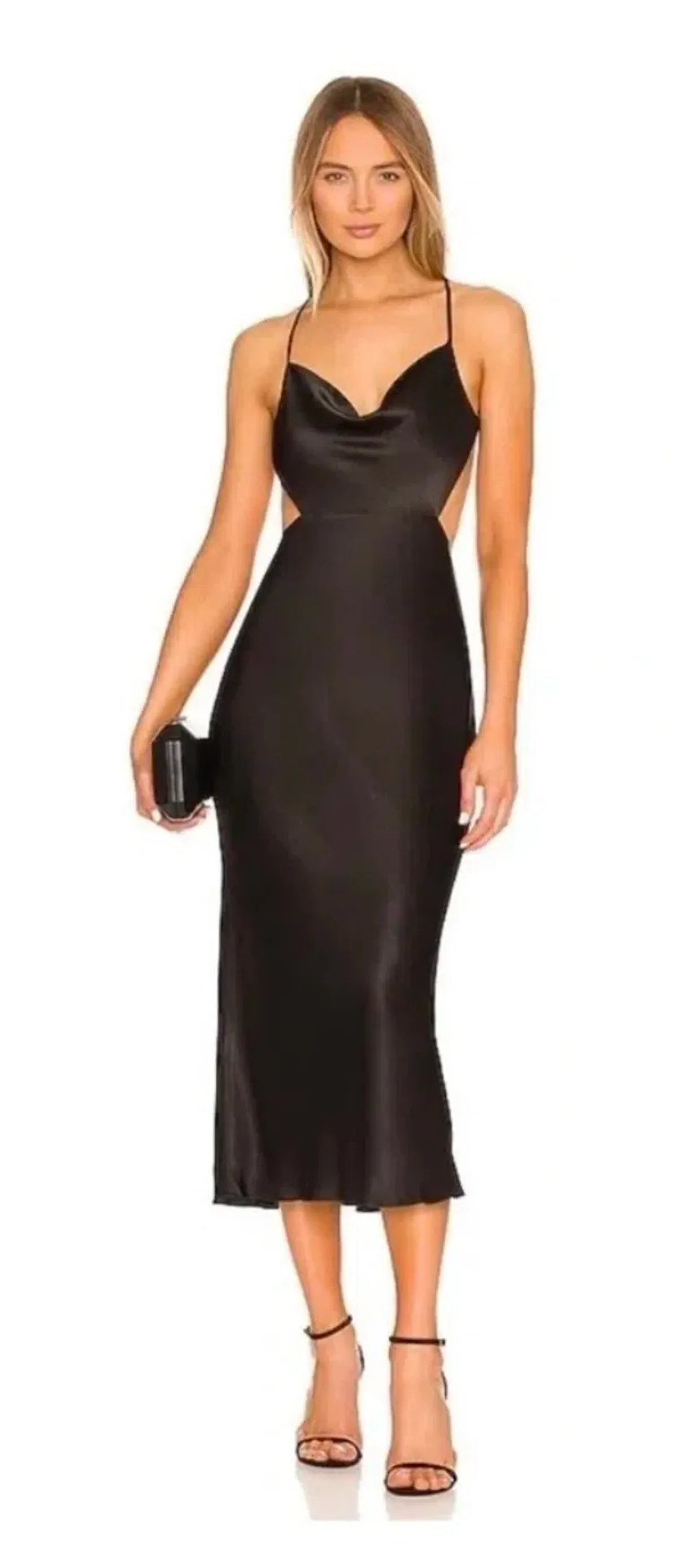 Shona Joy Thalia Bias Cut Out Midi Dress Black Size 12 - Image 1
