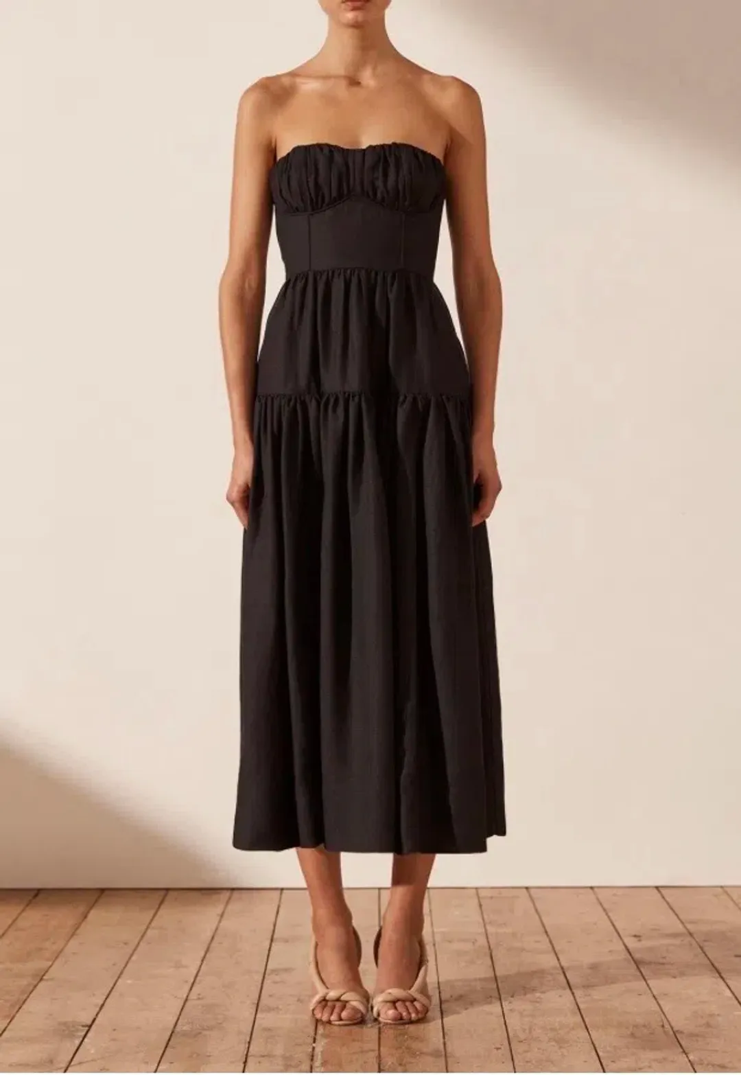 Shona Joy Morgan Midi Dress Black Size 6 for rent on The Volte - main image
