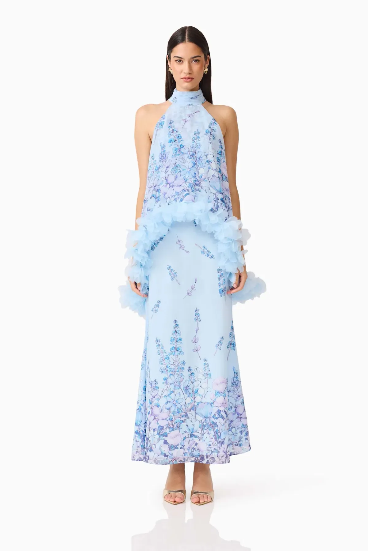 Elliatt Tulsia Floral Cape Maxi Dress in Light Blue Size XXL / AU 16 - Image 1
