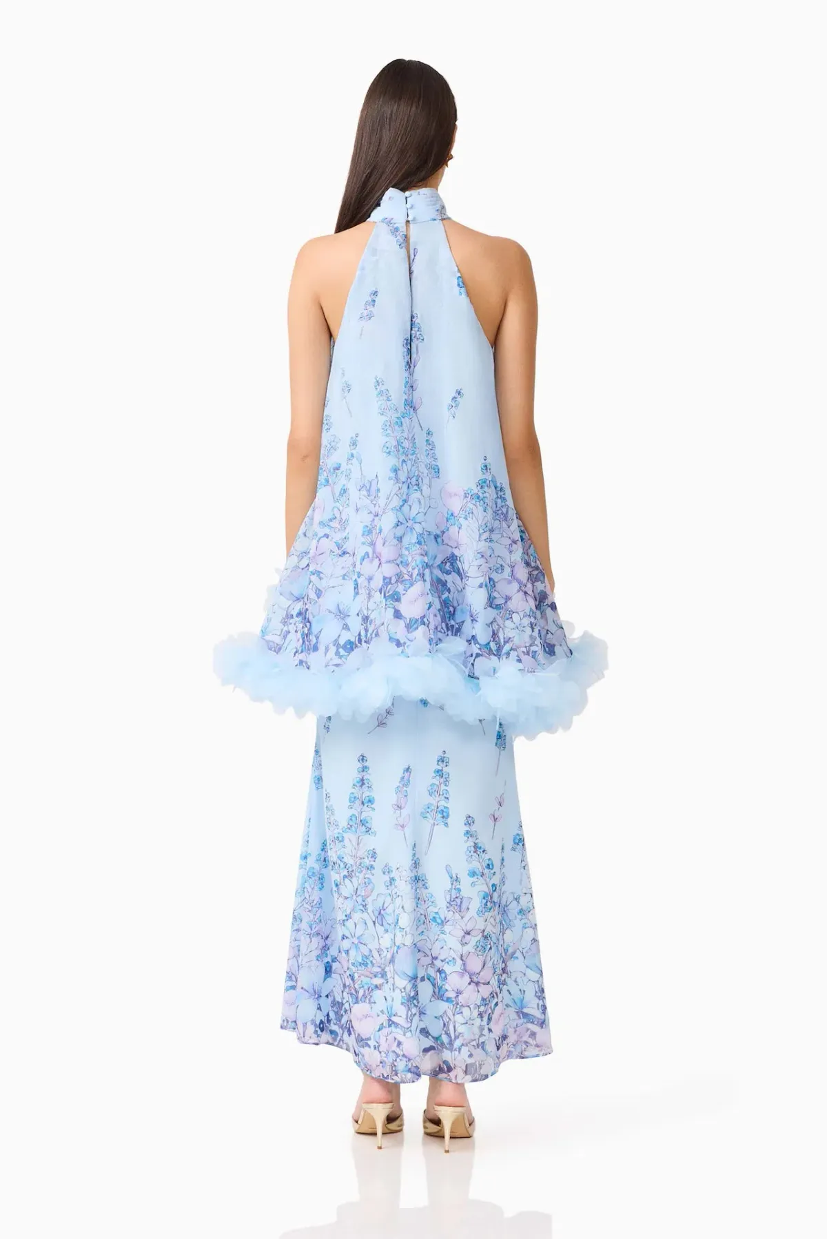 Elliatt Tulsia Floral Cape Maxi Dress in Light Blue Size XXS / AU 4 - Image 3