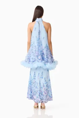 Elliatt Tulsia Floral Cape Maxi Dress in Light Blue Size XXS / AU 4 for rent on The Volte - image 3