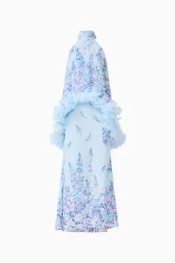 Elliatt Tulsia Floral Cape Maxi Dress in Light Blue Size XXS / AU 4 for rent on The Volte - image 4